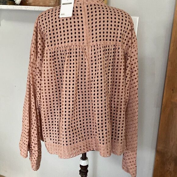 NWT ASOS maternity shirt size 14 blush color long sleeved smocked top mock neck - Picture 6 of 12